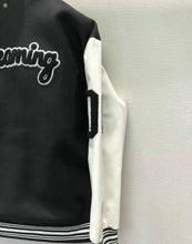 Cargar imagen en el visor de la galería, Chaqueta universitaria negra y blanca