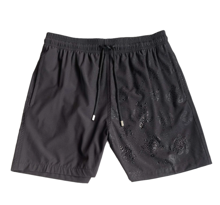 Shorts de Banho Masculino com Estampa Reativa à Água Vilebrequin – Ronde des Tortues Cinza Escuro