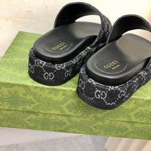 Carregar imagem no visualizador da galeria, Gucci Angelina Platform 55 mm Sandal Black Jacquard Denim
