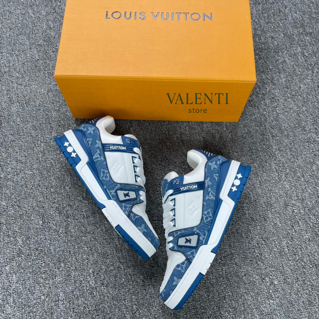 Tênis Trainer Louis Vuitton Branco/Azul Jeans