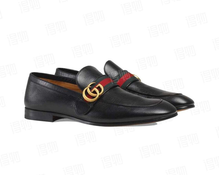 Gucci Plain Leather Loafers Black