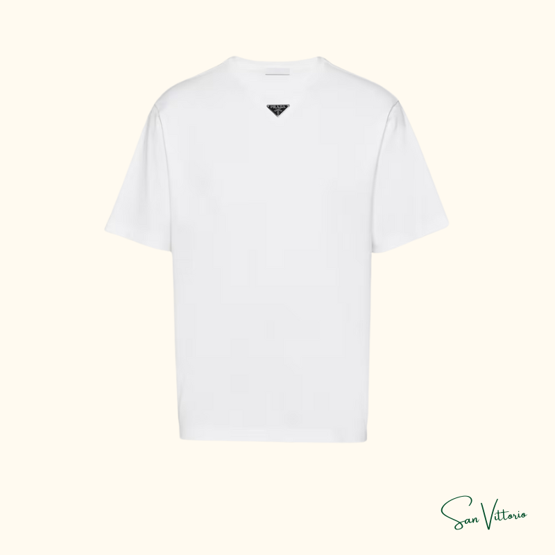 Camiseta com Logo Triangular Prada
