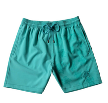 Carregar imagem no visualizador da galeria, Shorts de Banho Masculino com Estampa Reativa à Água Vilebrequin – Ronde des Tortues Azul Tifanny
