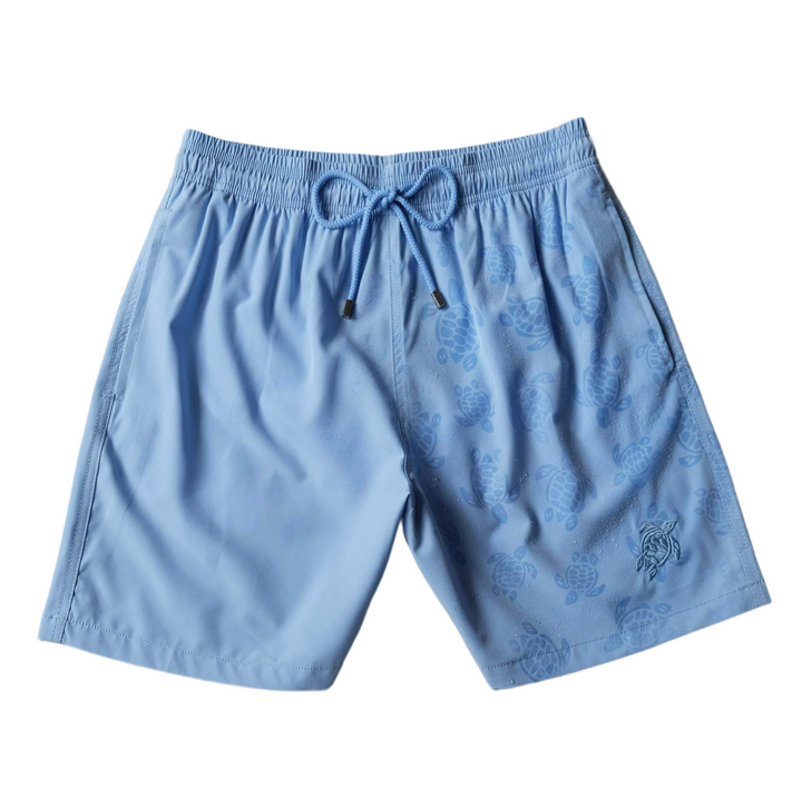 Bañador de Hombre con Estampado Reactivo al Agua Vilebrequin – Ronde des Tortues Azul claro 2