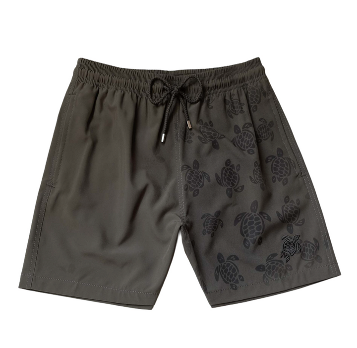 Shorts de Banho Masculino com Estampa Reativa à Água Vilebrequin – Ronde des Tortues Preto