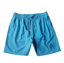 Carregar imagem no visualizador da galeria, Shorts de Banho Masculino com Estampa Reativa à Água Vilebrequin – Ronde des Tortues Azul Claro
