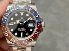 Carregar imagem no visualizador da galeria, Rolex GMT-Master II 'Pepsi' aço inoxidável mostrador preto "Super C"
