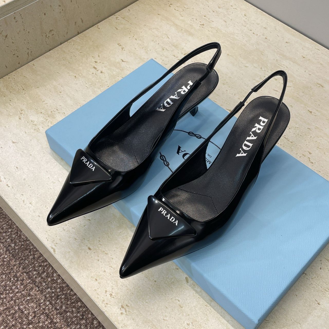 Prada Patent Leather Slingback Pumps