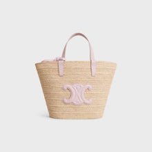 Carregar imagem no visualizador da galeria, Bolsa CELINE Medium supple panier in raffia and calfskin
