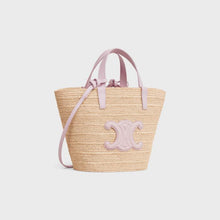 Carregar imagem no visualizador da galeria, Bolsa CELINE Medium supple panier in raffia and calfskin
