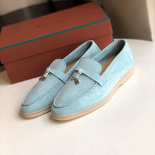 Carregar imagem no visualizador da galeria, Mocassim Loro Piana Summer Cad Light Blue Suede

