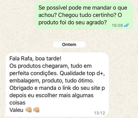 Print de cliente que recebeu o pedido